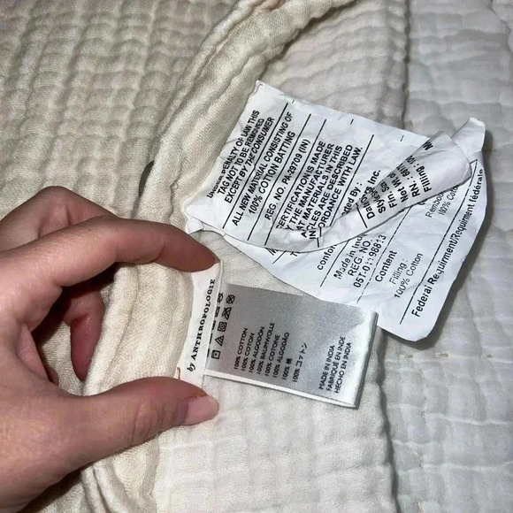 ANTHROPOLOGIE  Airy Gauze EURO Quilted Shams, Set of 2 - Picture 4 of 12